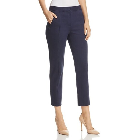 Tory Burch Vanner Pants Navy Size 12 NWT MSRP $278 Zip Front Stretch - Picture 1 of 6